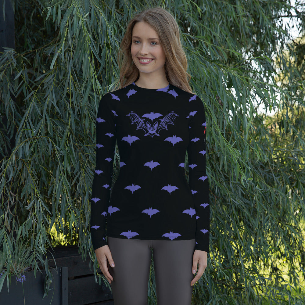 Purple Batsignal , Halloween, Fierce Soul Women's Rash Guard