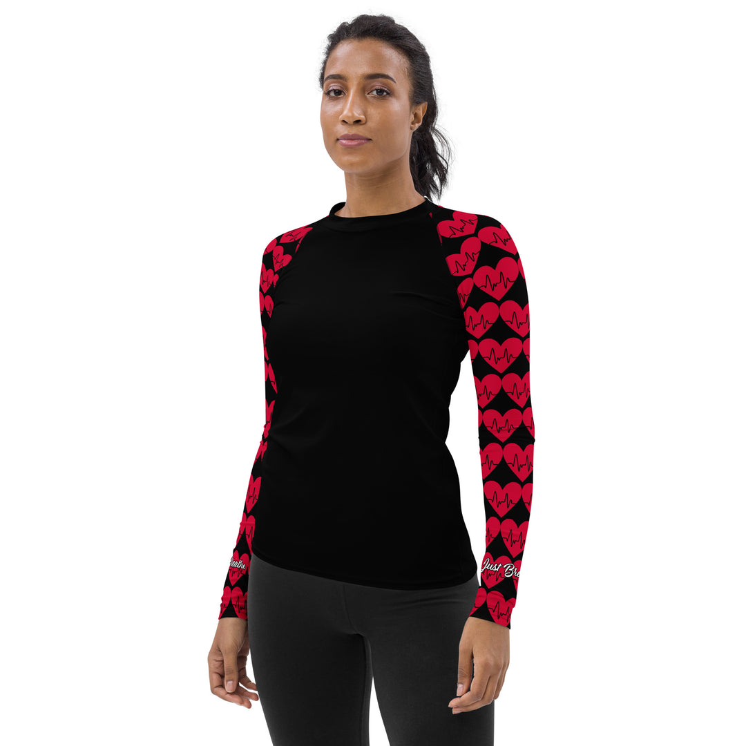 JUST BREATHE,  EKG Heart Women's Rash Guard