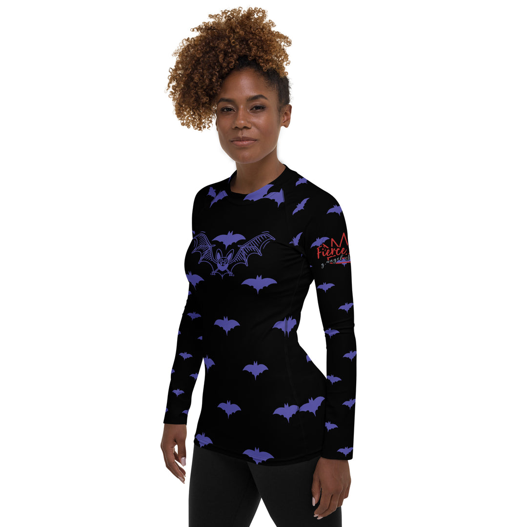 Purple Batsignal , Halloween, Fierce Soul Women's Rash Guard