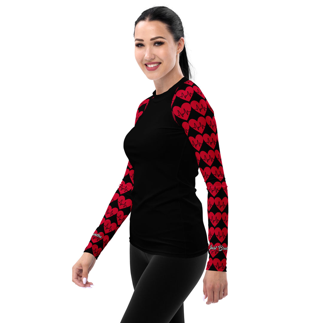 JUST BREATHE,  EKG Heart Women's Rash Guard