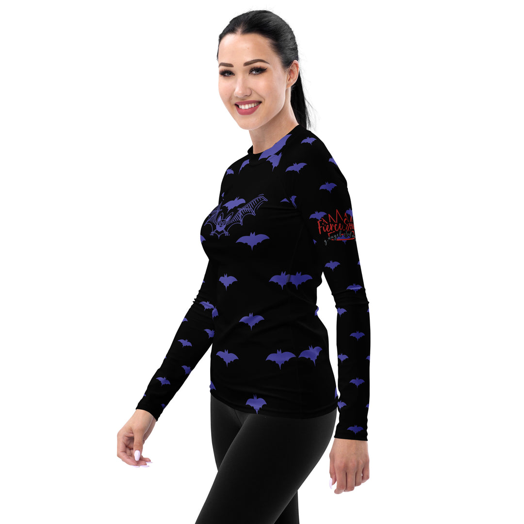 Purple Batsignal , Halloween, Fierce Soul Women's Rash Guard