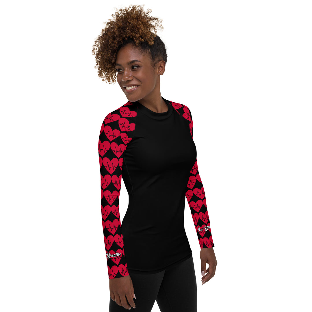 JUST BREATHE,  EKG Heart Women's Rash Guard