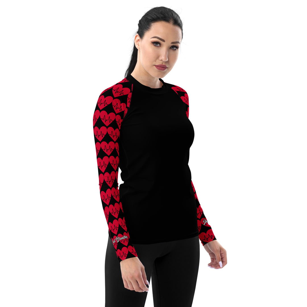 JUST BREATHE,  EKG Heart Women's Rash Guard