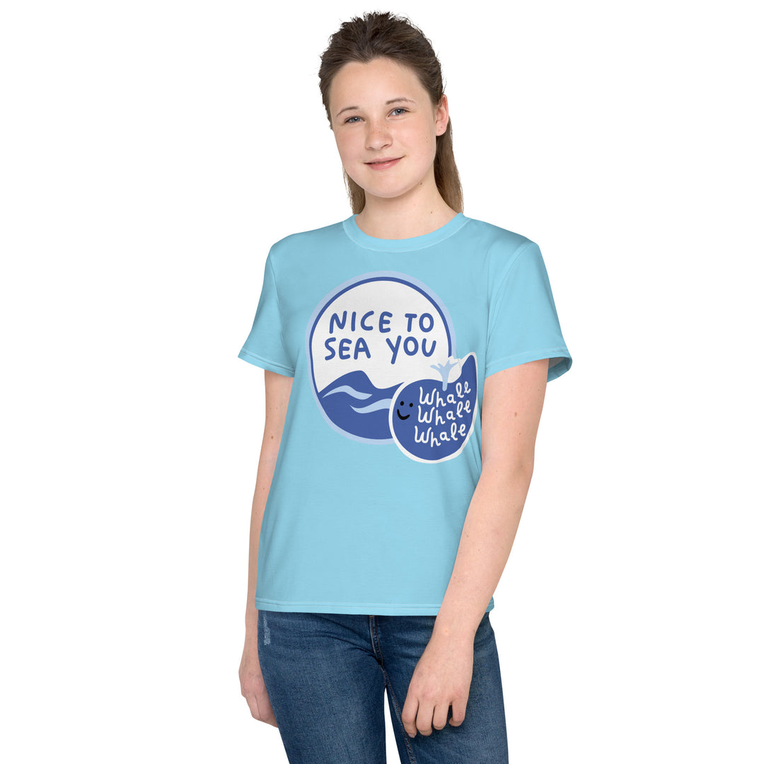 Whale,Whale,Whale,Nice to Sea You,  Youth crew neck t-shirt