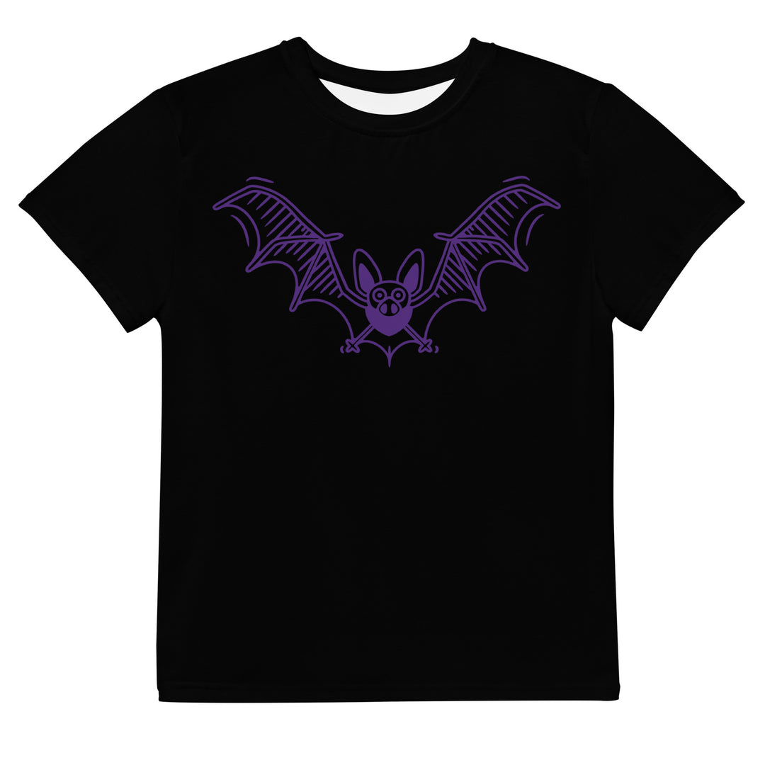 Purple Bat Halloween Youth crew neck t-shirt
