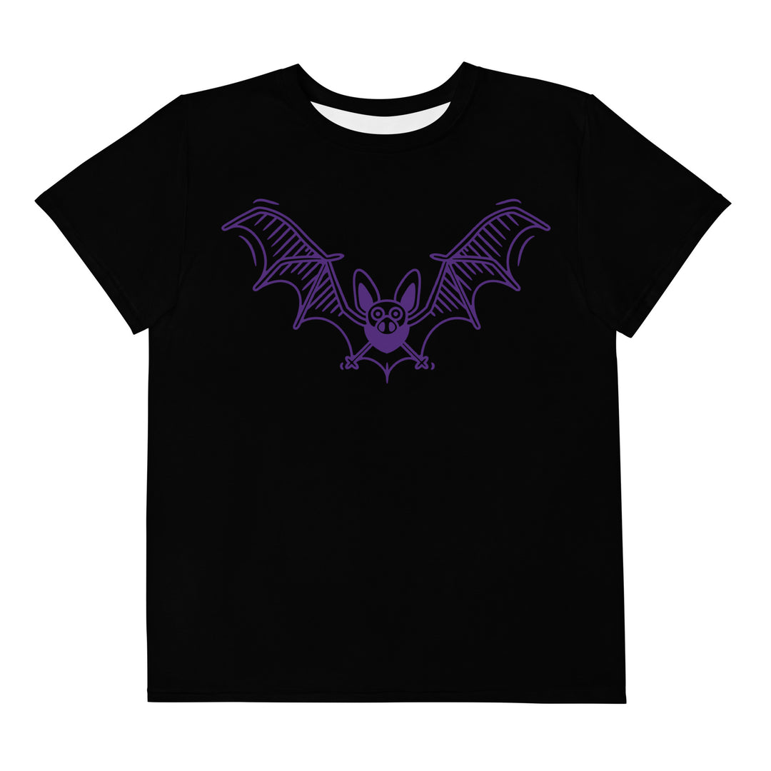 Purple Bat Halloween Youth crew neck t-shirt