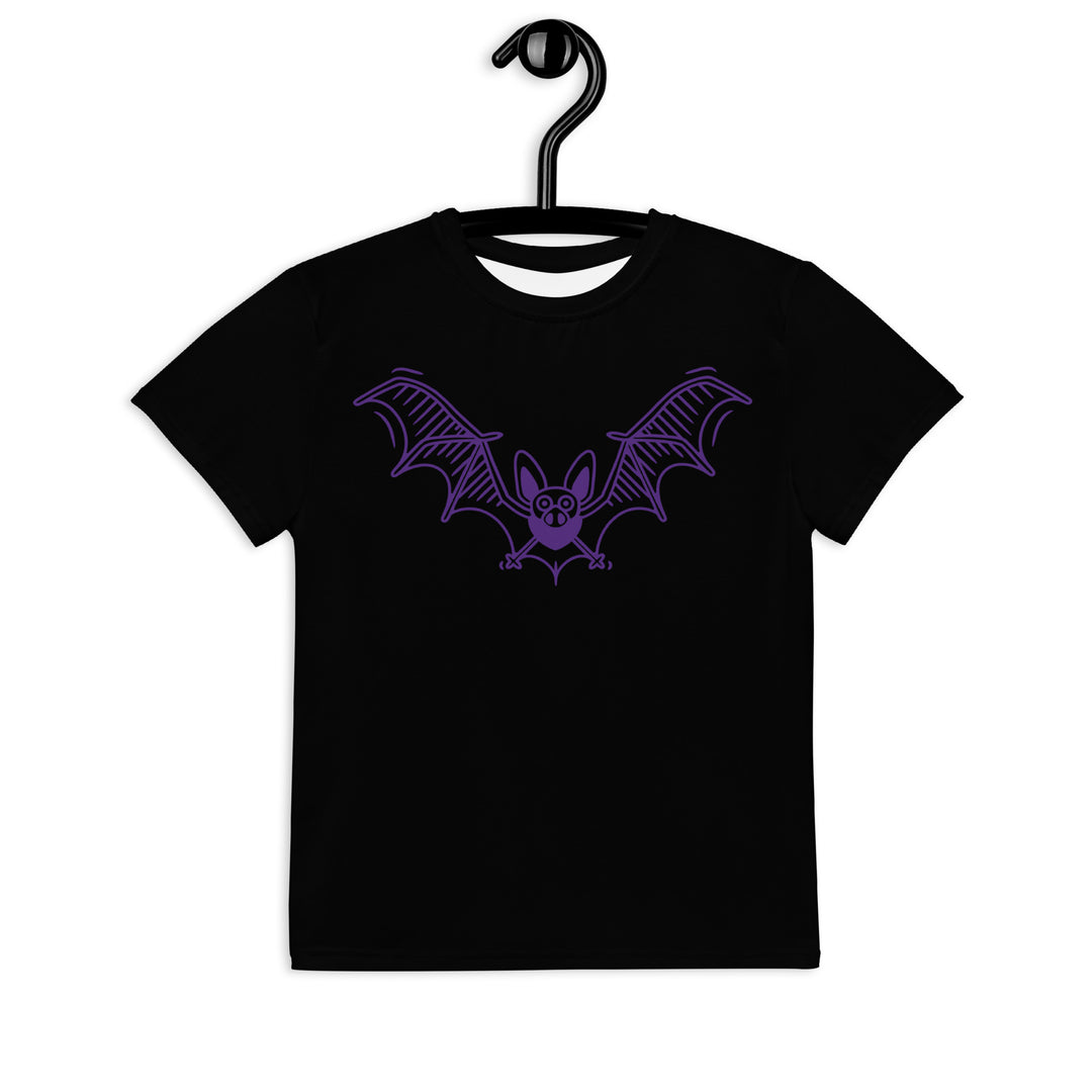 Purple Bat Halloween Youth crew neck t-shirt