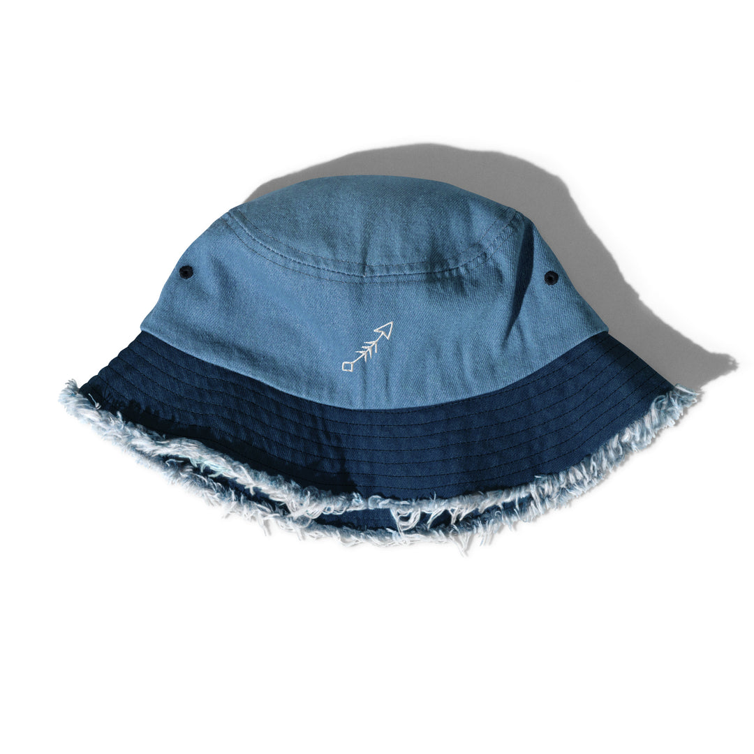 Shoot Your Shot Distressed denim bucket hat