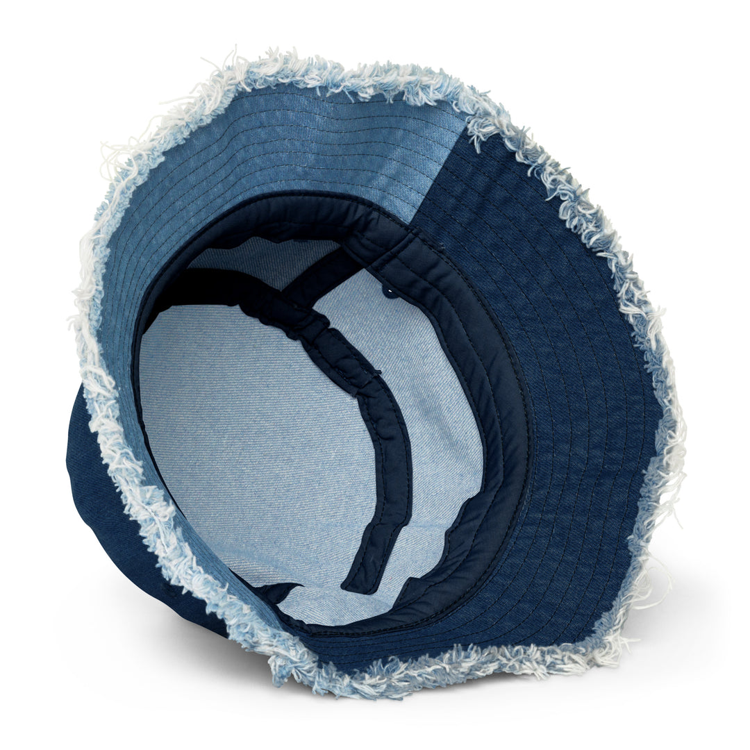 Shoot Your Shot Distressed denim bucket hat