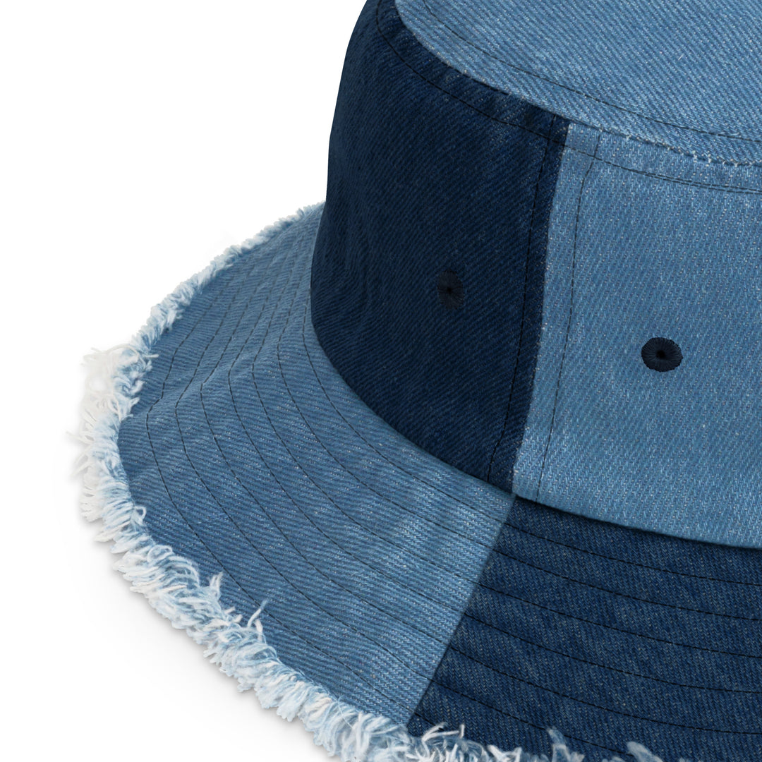 Shoot Your Shot Distressed denim bucket hat