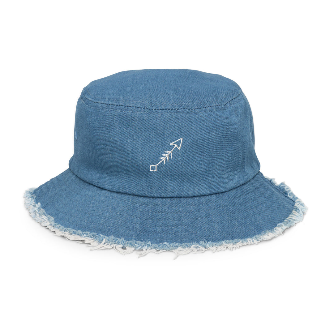 Shoot Your Shot Distressed denim bucket hat
