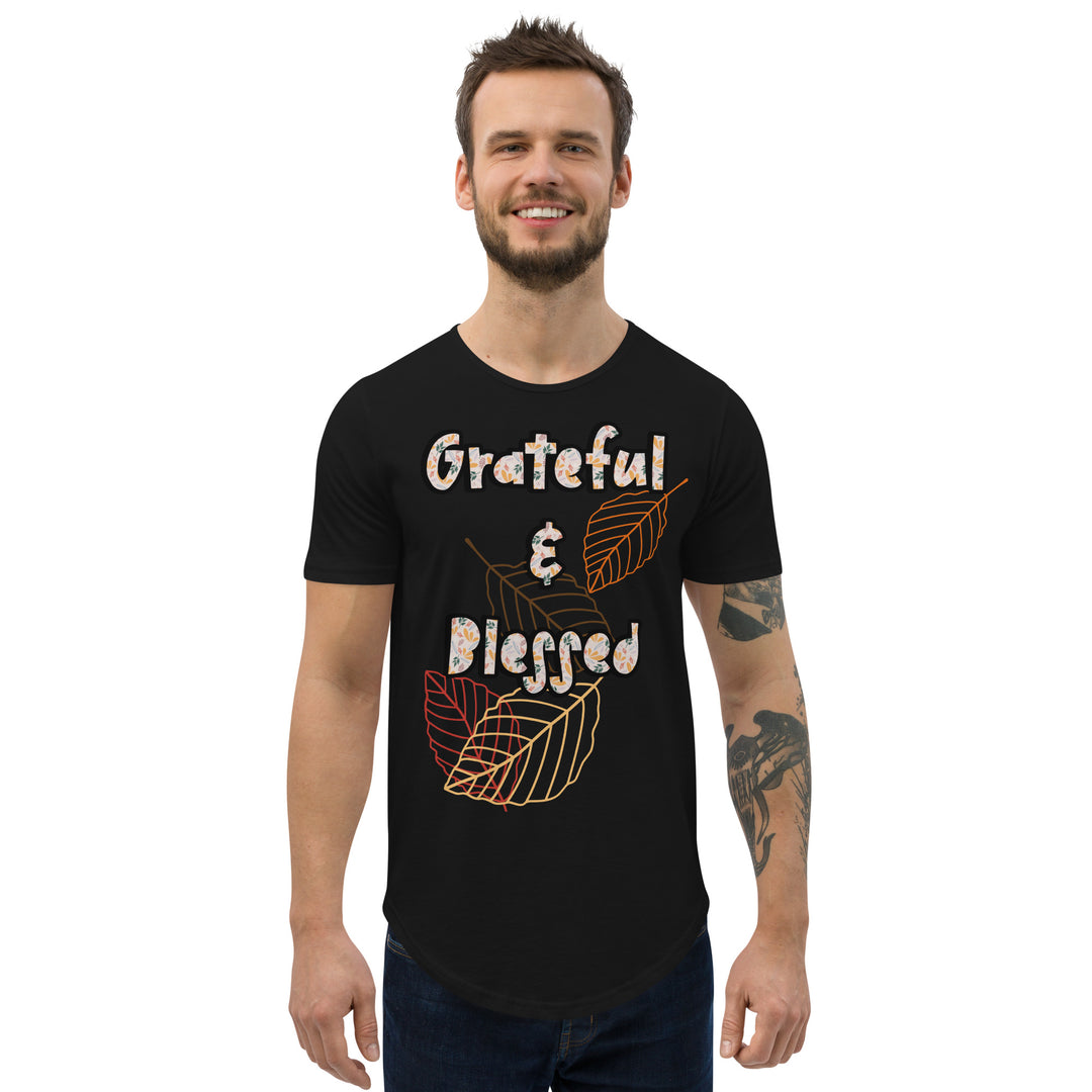 Grateful and Blessed, Men's Curved Hem T-Shirt