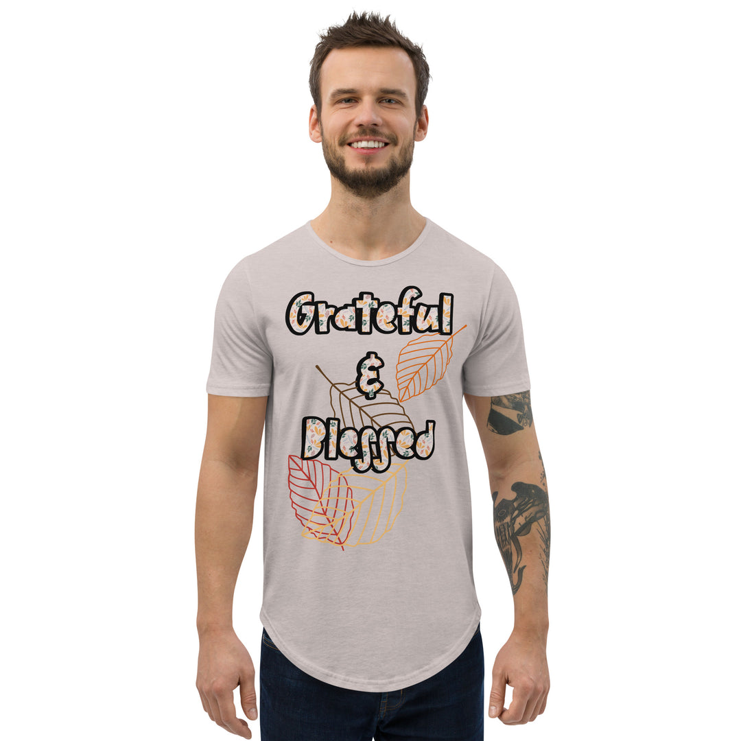 Grateful and Blessed, Men's Curved Hem T-Shirt