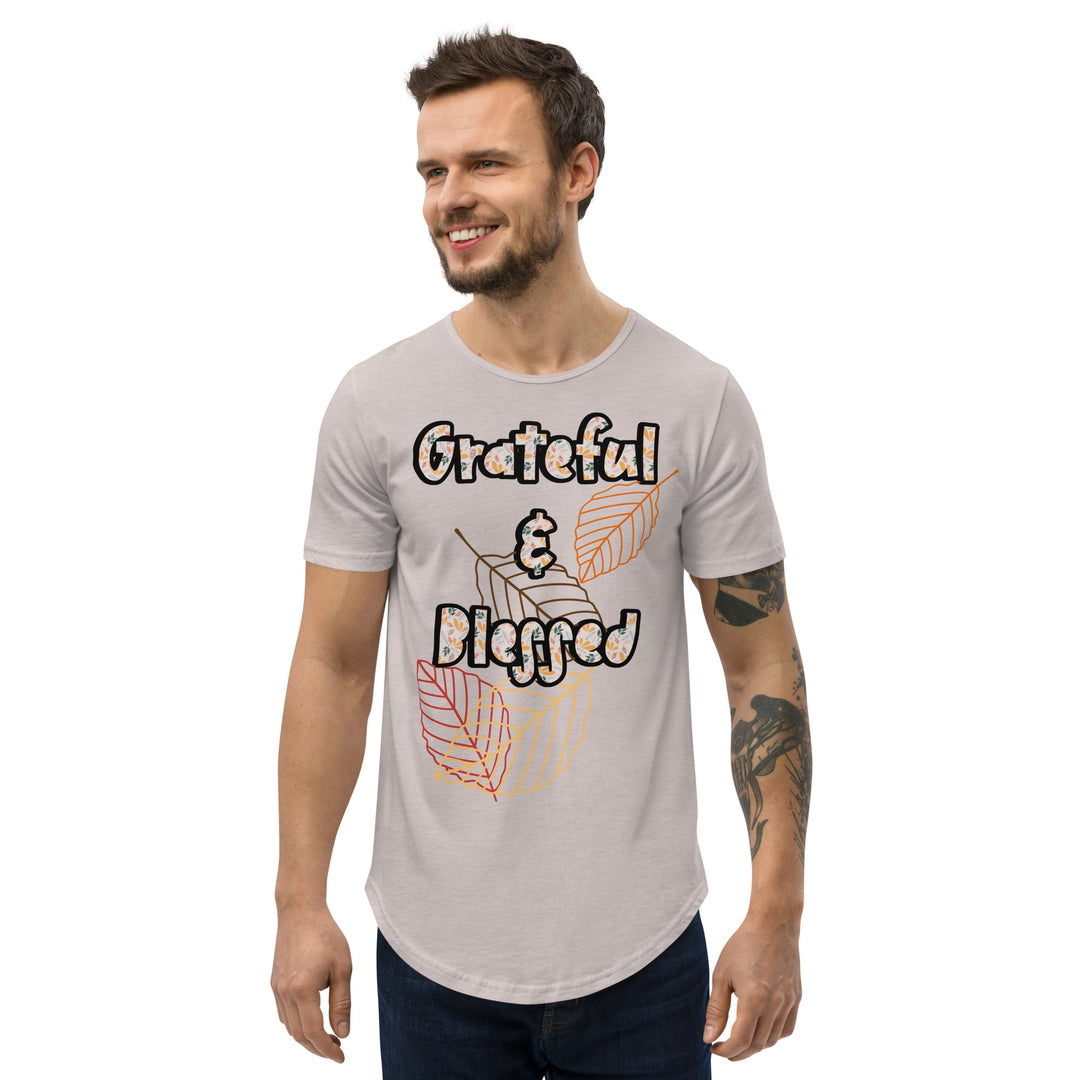 Grateful and Blessed, Men's Curved Hem T-Shirt