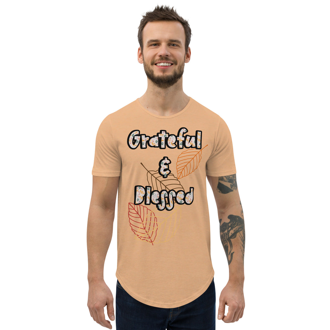 Grateful and Blessed, Men's Curved Hem T-Shirt