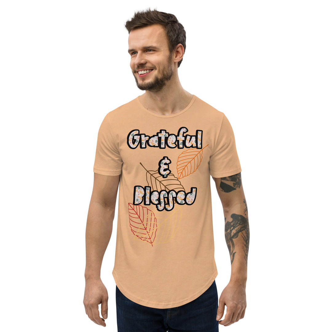 Grateful and Blessed, Men's Curved Hem T-Shirt