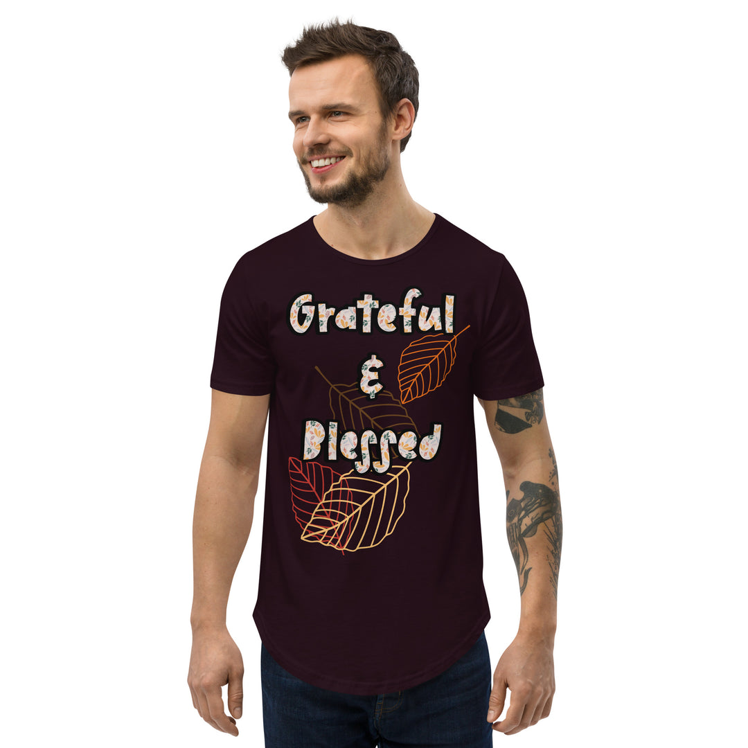 Grateful and Blessed, Men's Curved Hem T-Shirt