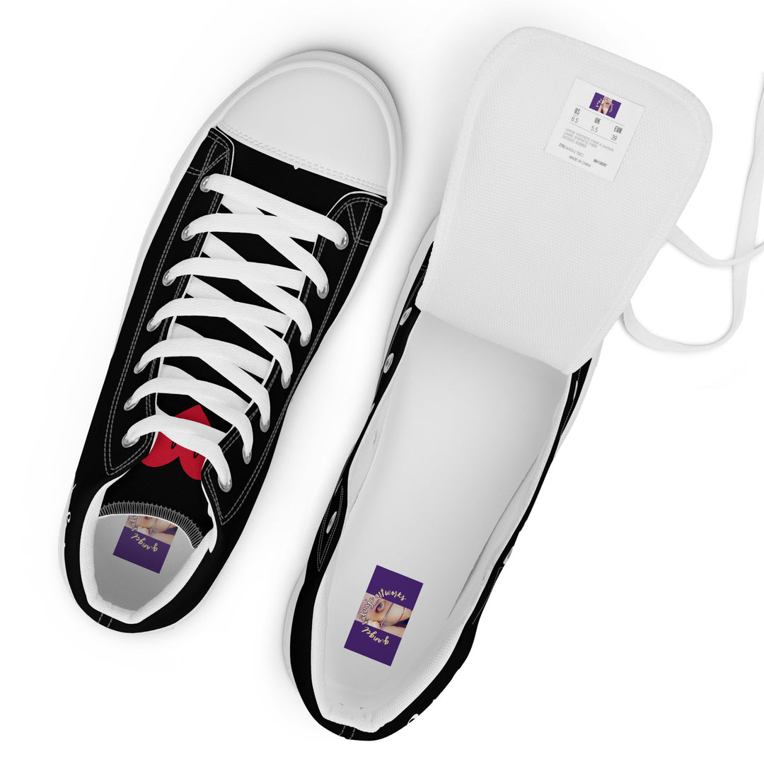Just Breathe, EKG Men’s high top canvas shoes