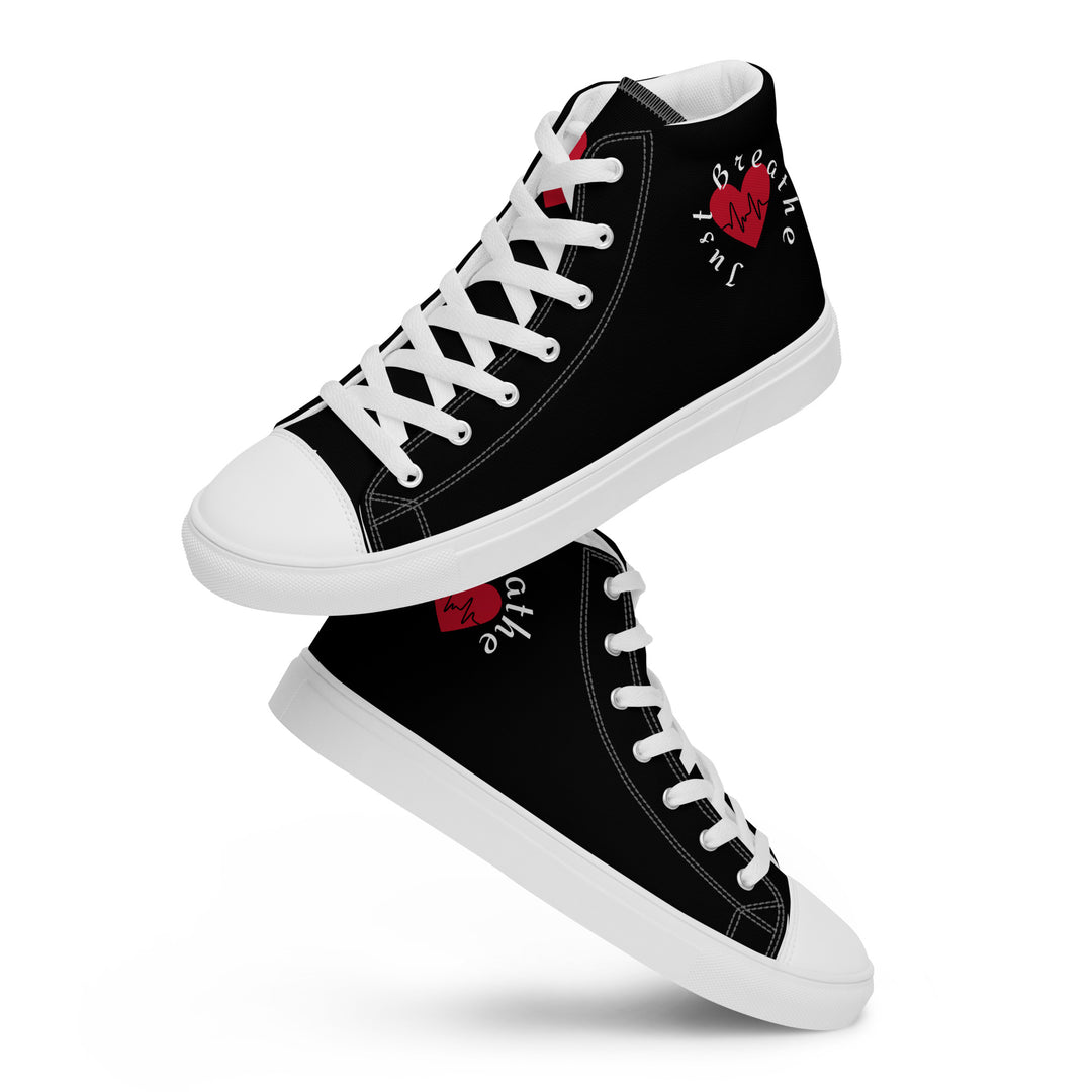 Just Breathe, EKG Men’s high top canvas shoes