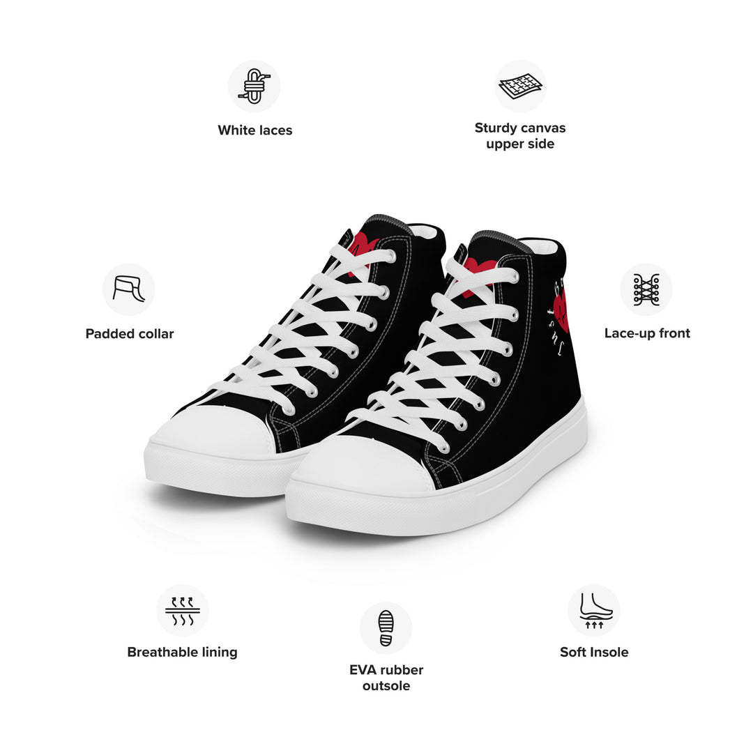 Just Breathe, EKG Men’s high top canvas shoes