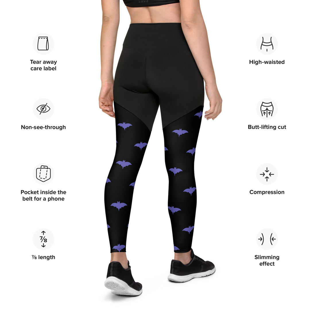 Purple Batsignal, Halloween Compression Sports Leggings