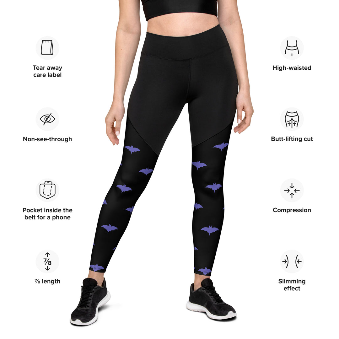 Purple Batsignal, Halloween Compression Sports Leggings