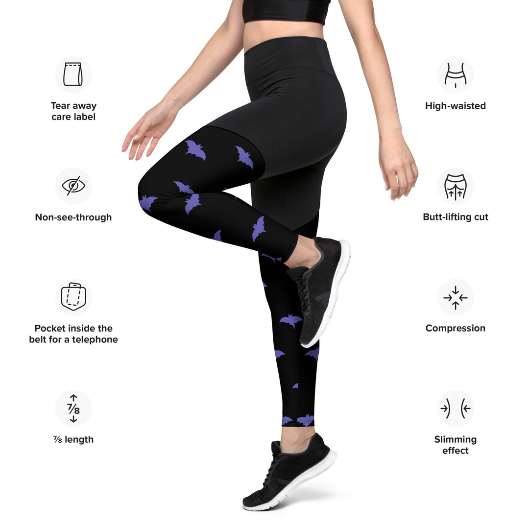 Purple Batsignal, Halloween Compression Sports Leggings