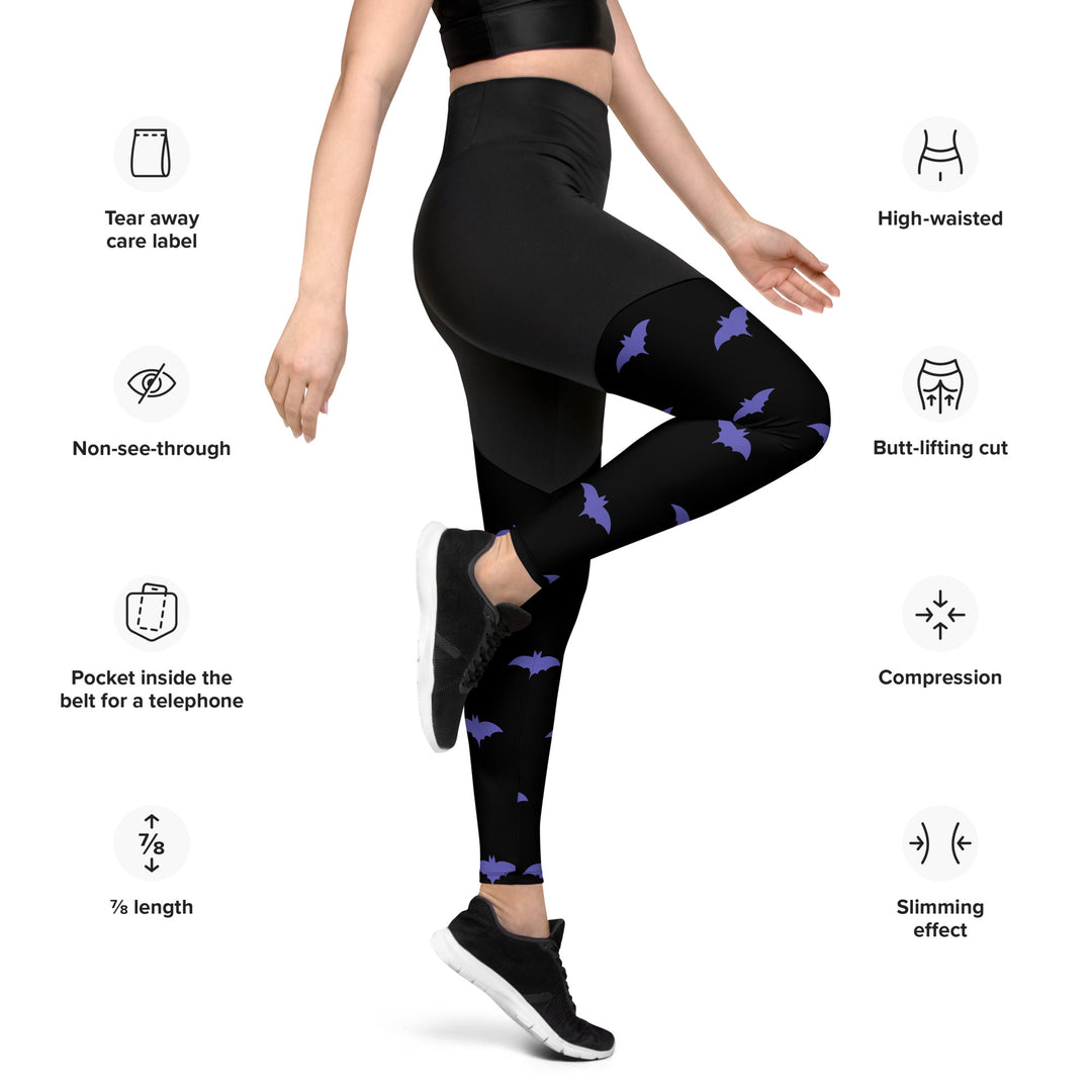 Purple Batsignal, Halloween Compression Sports Leggings