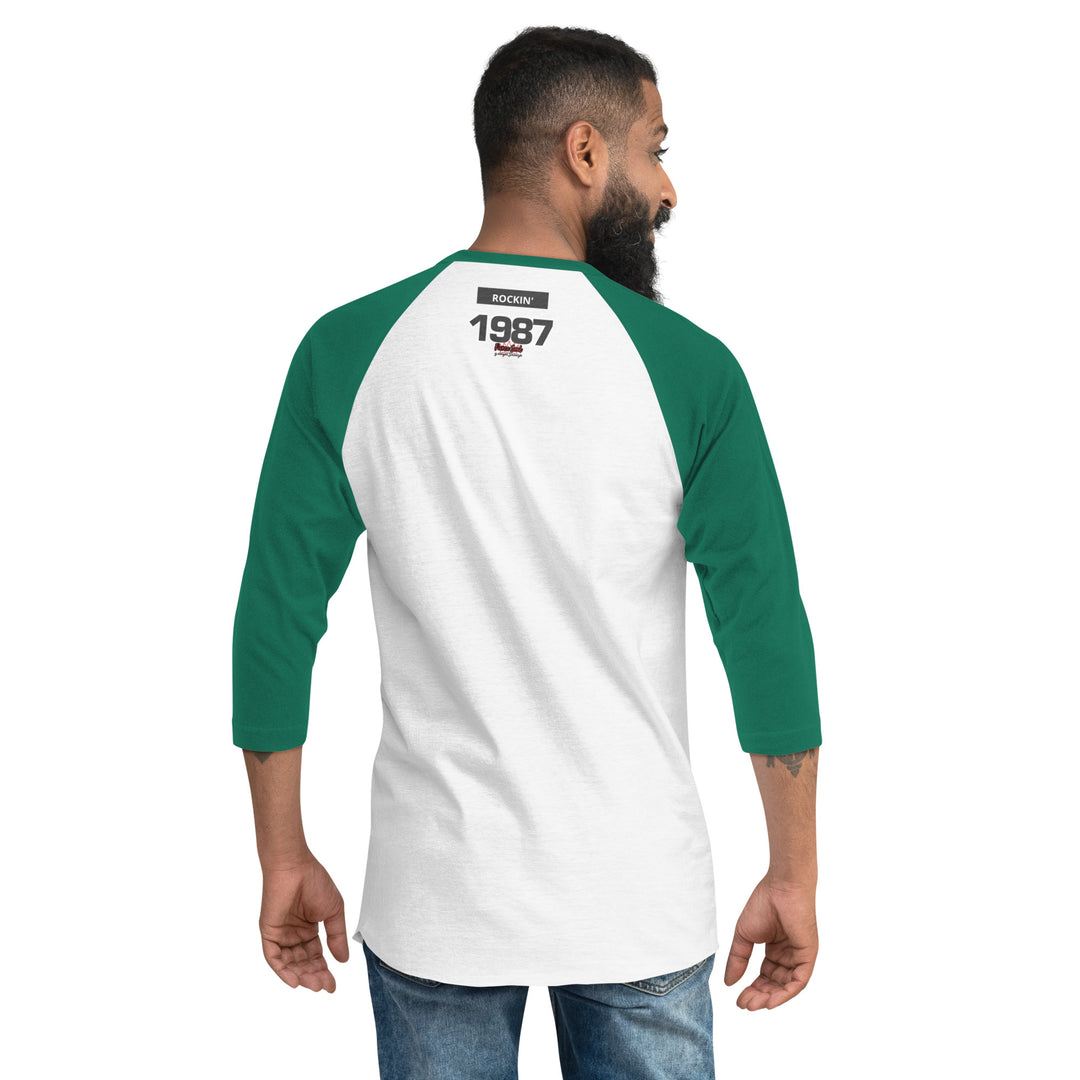 Once Bitten, Shark Rockin 1987, 3/4 sleeve raglan shirt