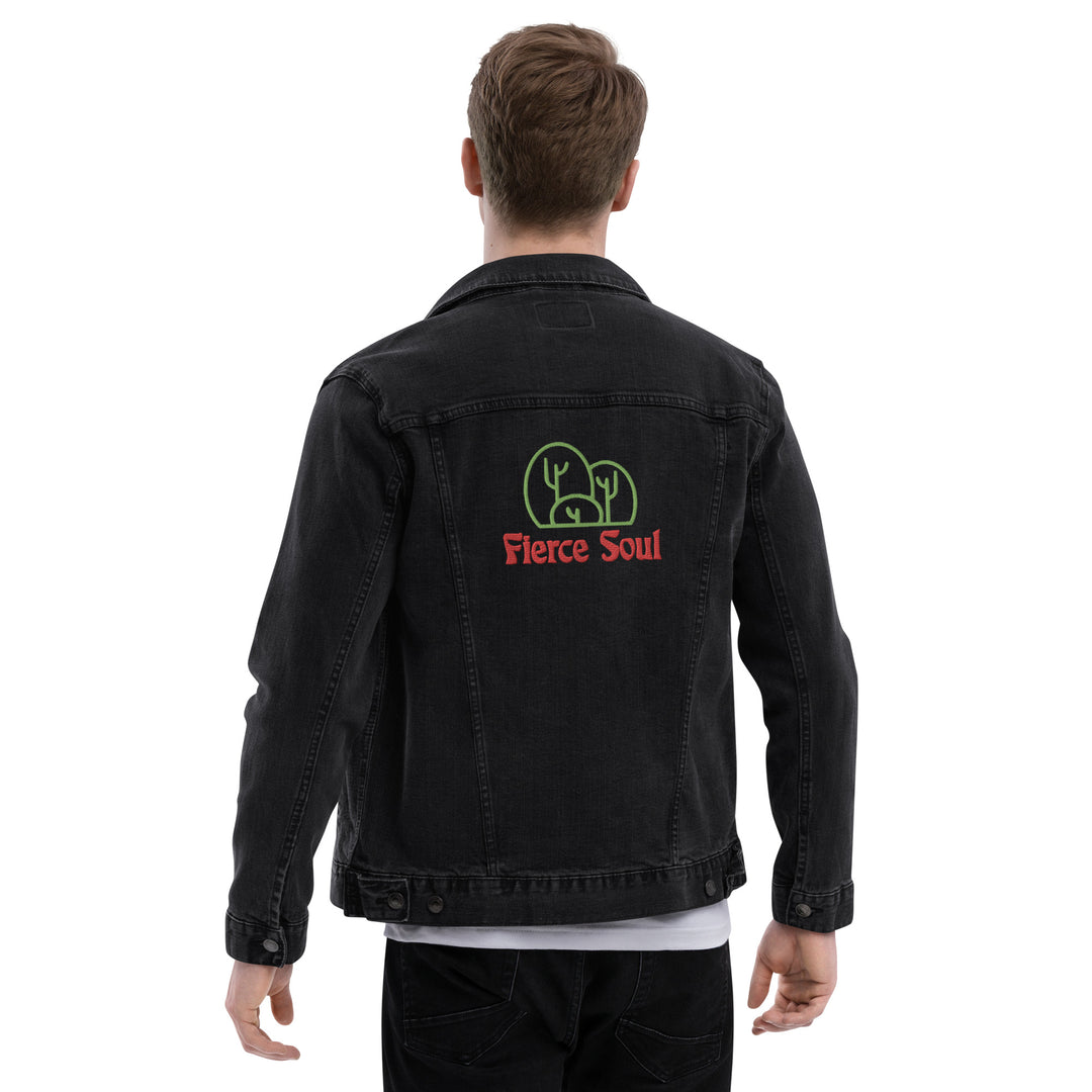 Embroidered Fierce Soul , Cactus Unisex denim jacket