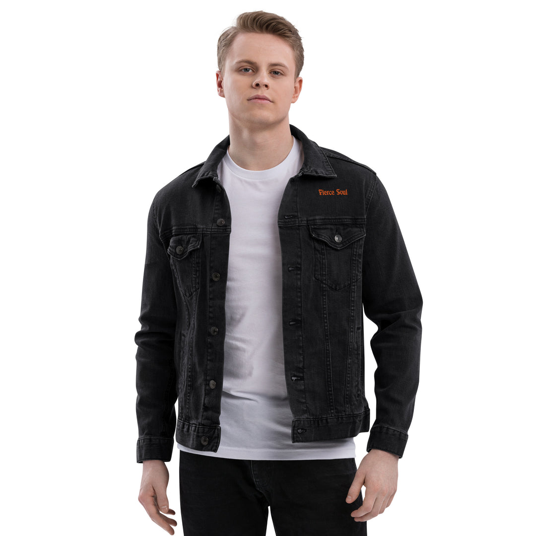 Embroidered Fierce Soul , Cactus Unisex denim jacket