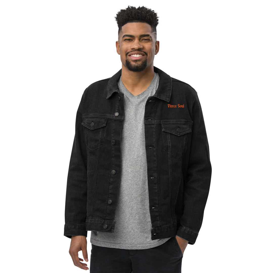 Embroidered Fierce Soul , Cactus Unisex denim jacket