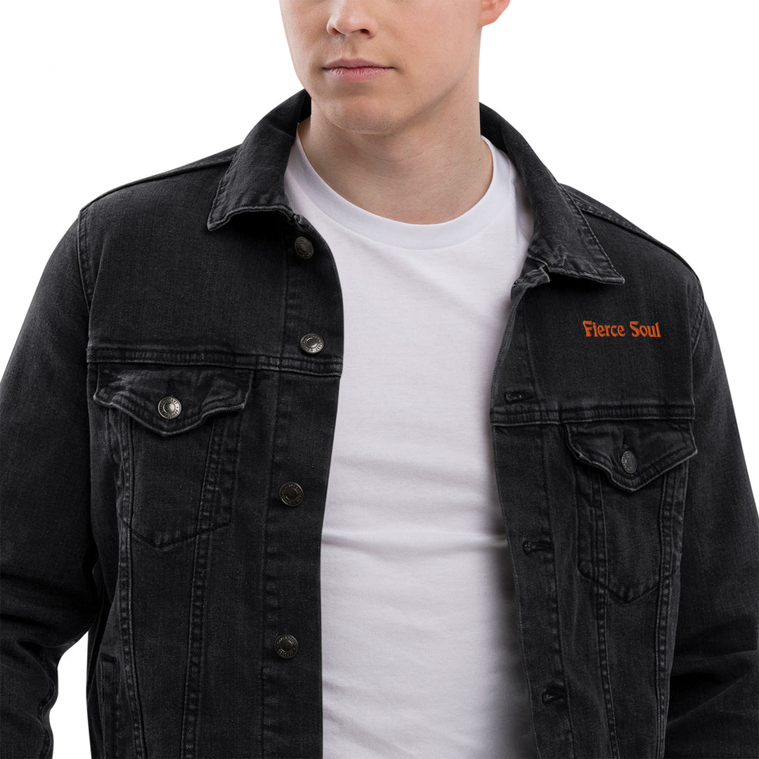 Embroidered Fierce Soul , Cactus Unisex denim jacket