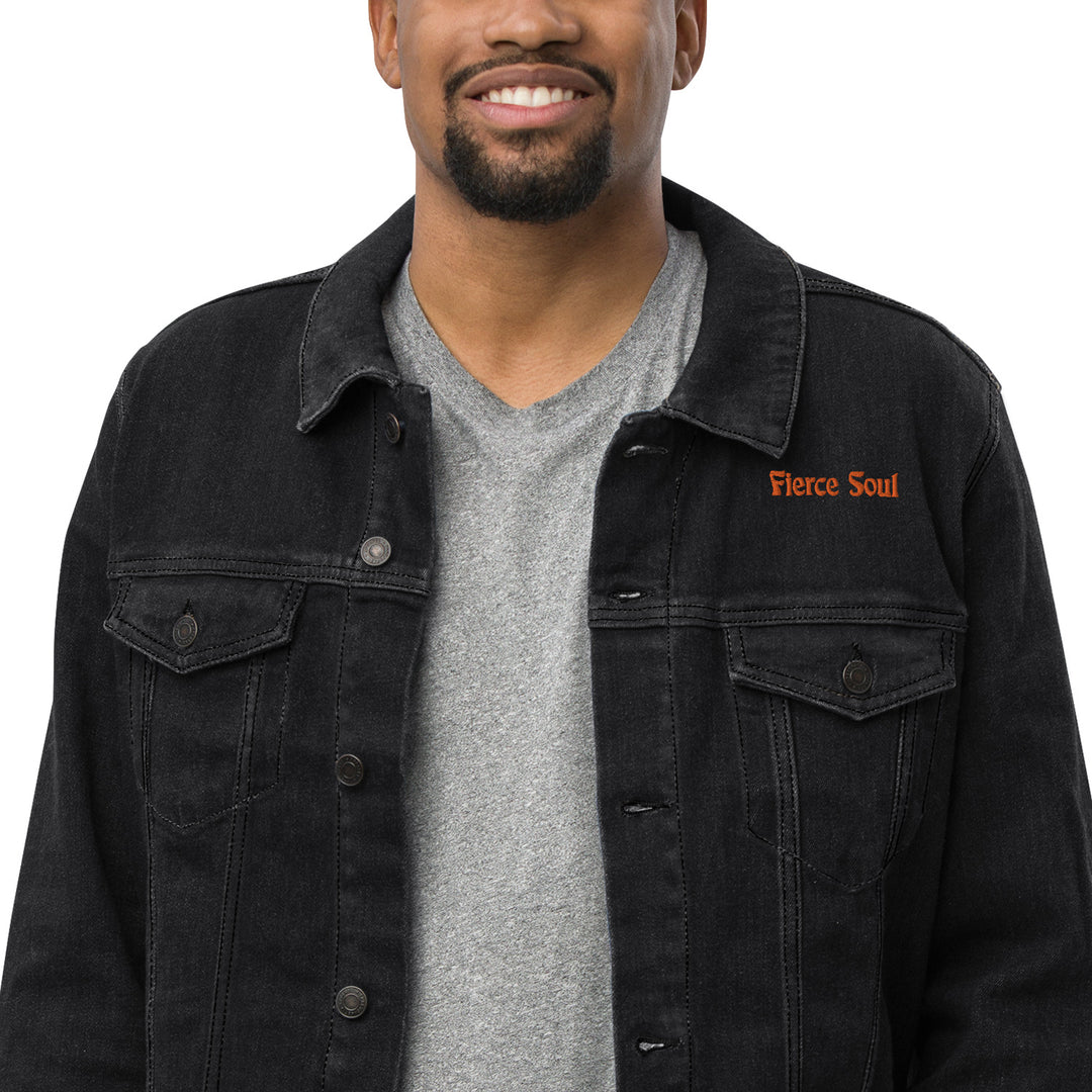 Embroidered Fierce Soul , Cactus Unisex denim jacket