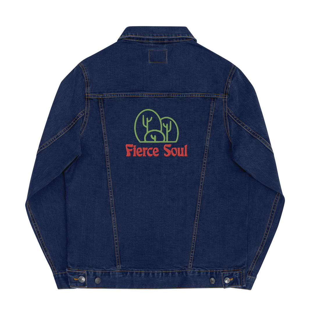 Embroidered Fierce Soul , Cactus Unisex denim jacket