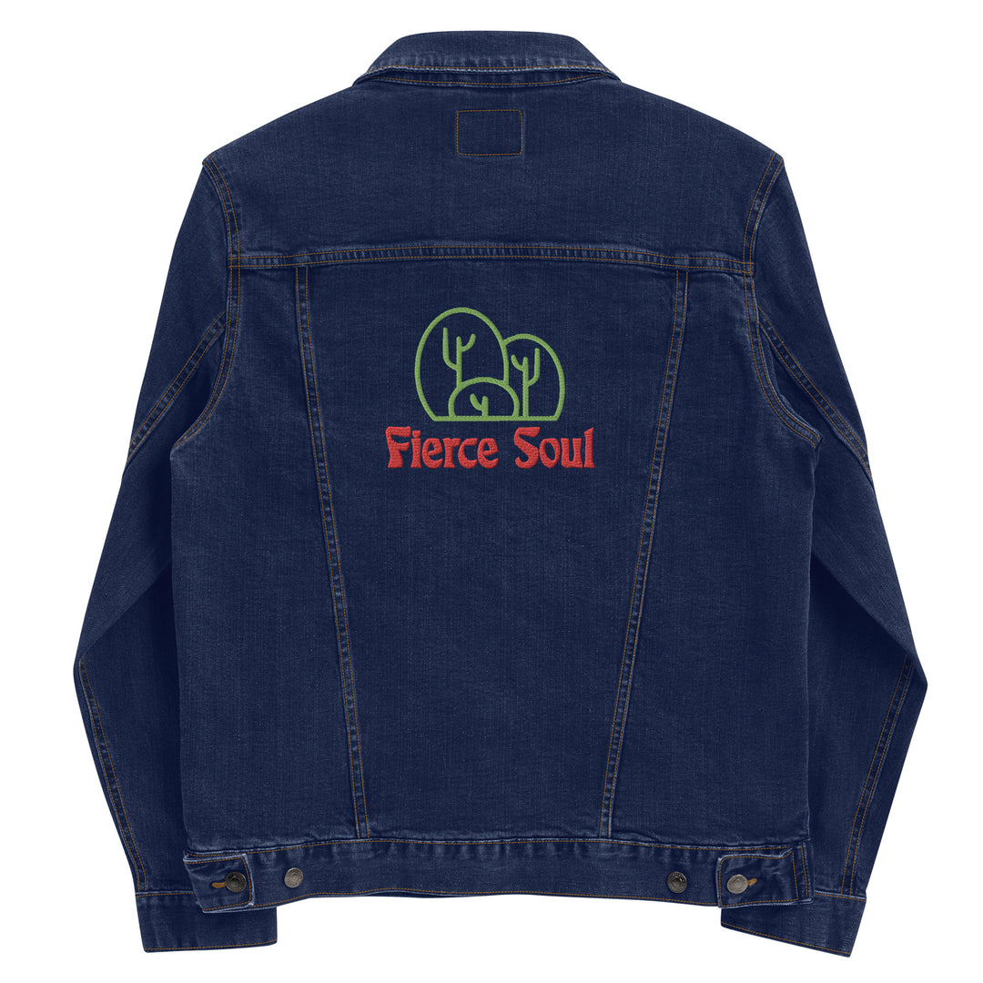 Embroidered Fierce Soul , Cactus Unisex denim jacket