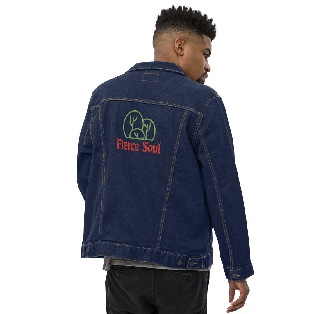 Embroidered Fierce Soul , Cactus Unisex denim jacket