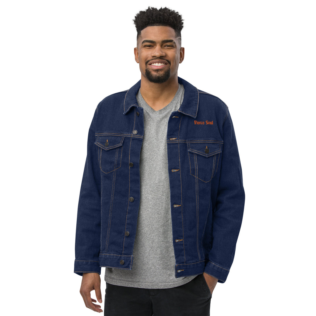 Embroidered Fierce Soul , Cactus Unisex denim jacket