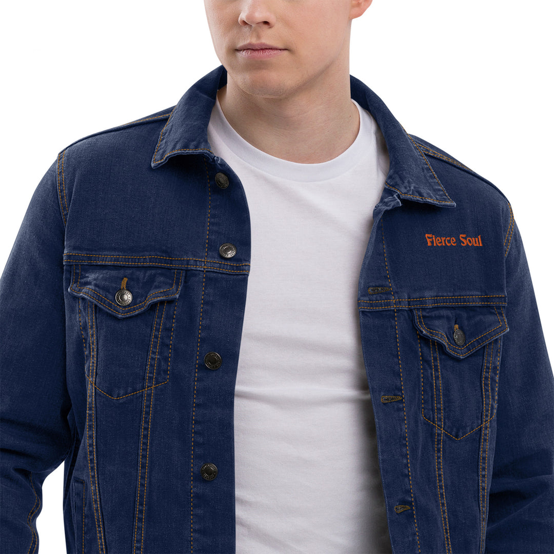 Embroidered Fierce Soul , Cactus Unisex denim jacket
