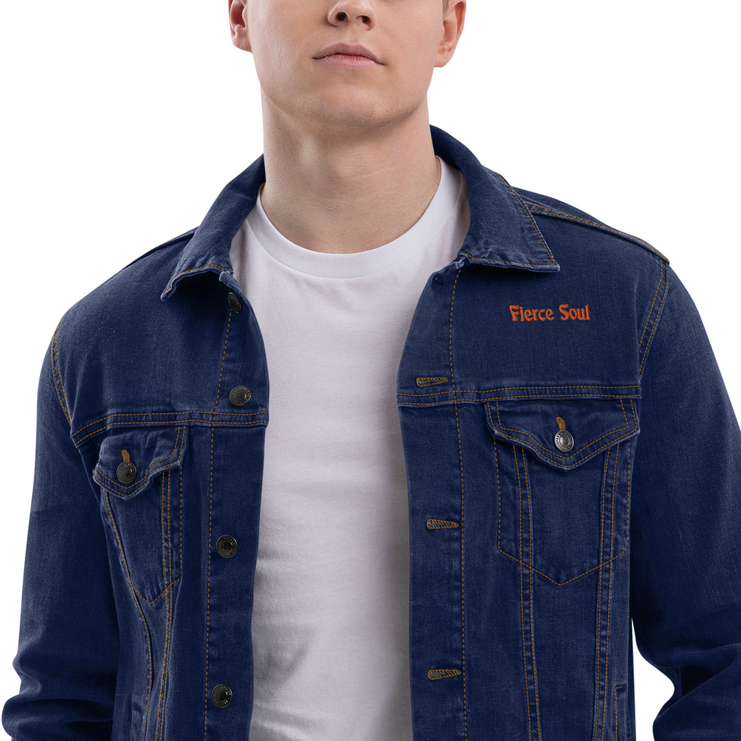 Embroidered Fierce Soul , Cactus Unisex denim jacket