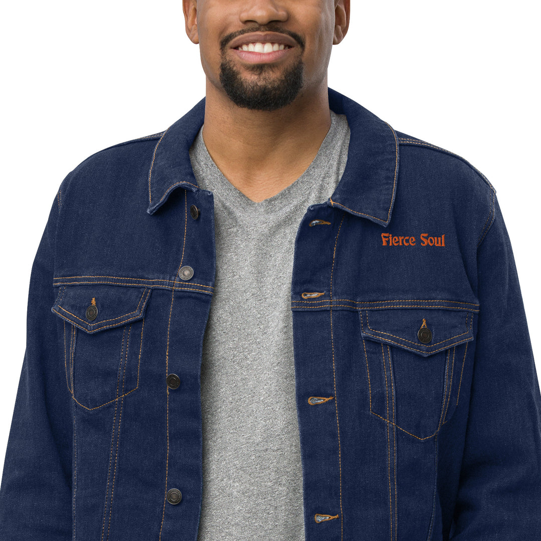 Embroidered Fierce Soul , Cactus Unisex denim jacket