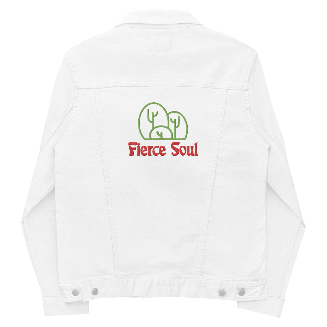 Embroidered Fierce Soul , Cactus Unisex denim jacket