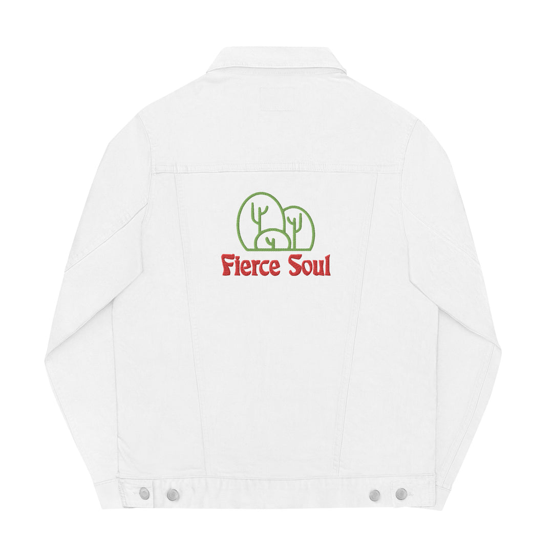Embroidered Fierce Soul , Cactus Unisex denim jacket