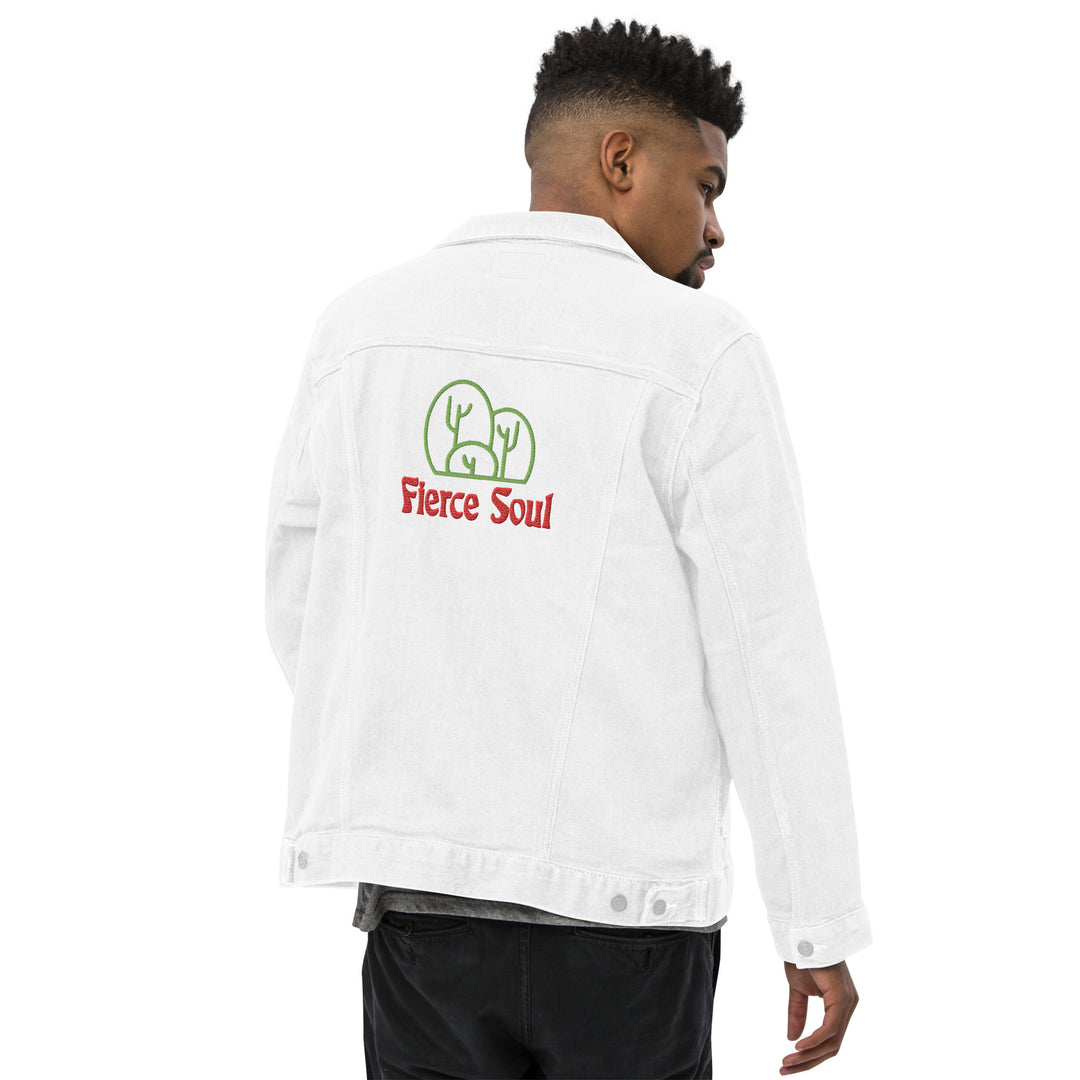 Embroidered Fierce Soul , Cactus Unisex denim jacket
