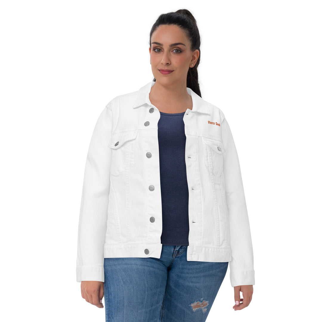 Embroidered Fierce Soul , Cactus Unisex denim jacket