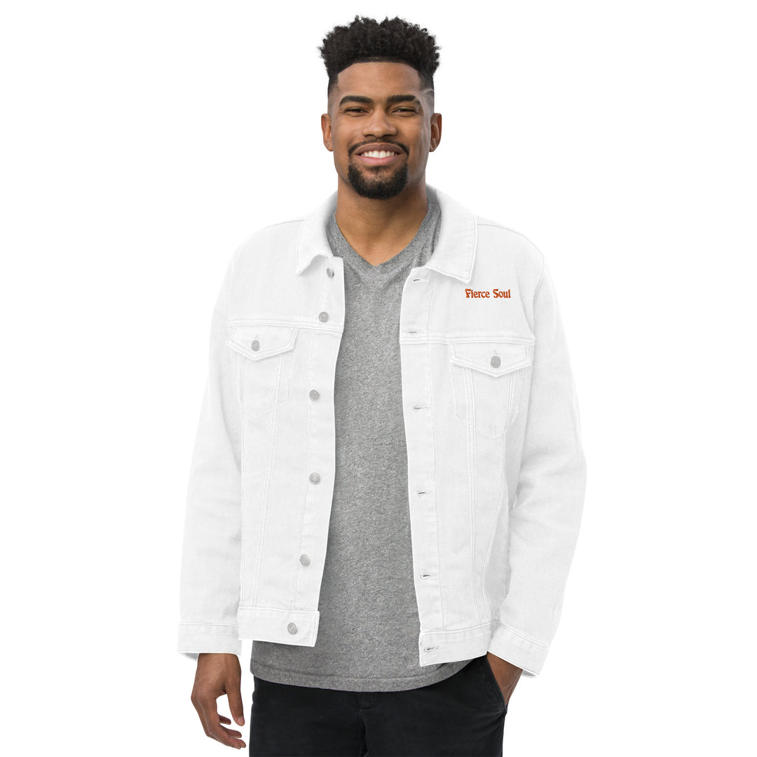 Embroidered Fierce Soul , Cactus Unisex denim jacket