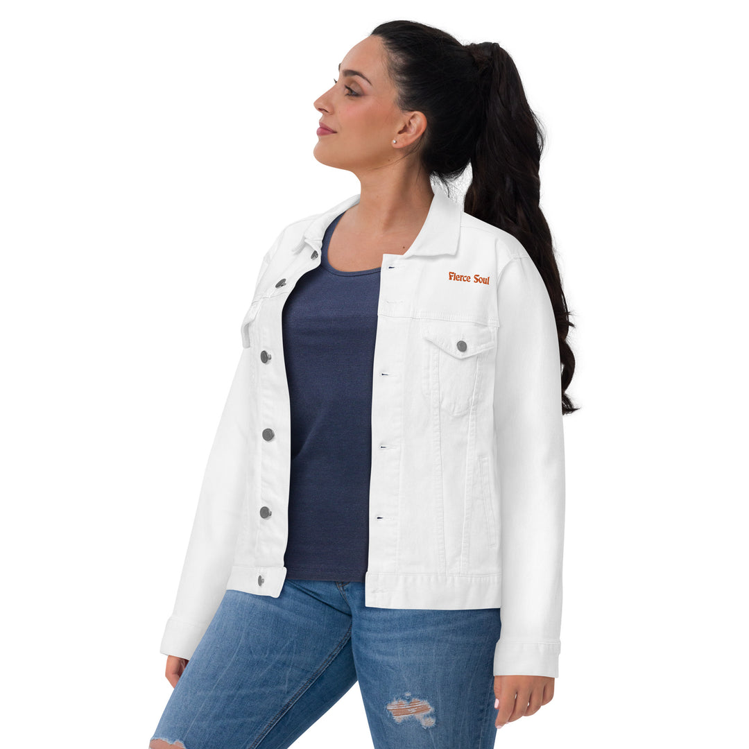 Embroidered Fierce Soul , Cactus Unisex denim jacket