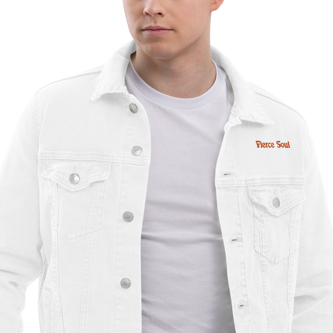 Embroidered Fierce Soul , Cactus Unisex denim jacket