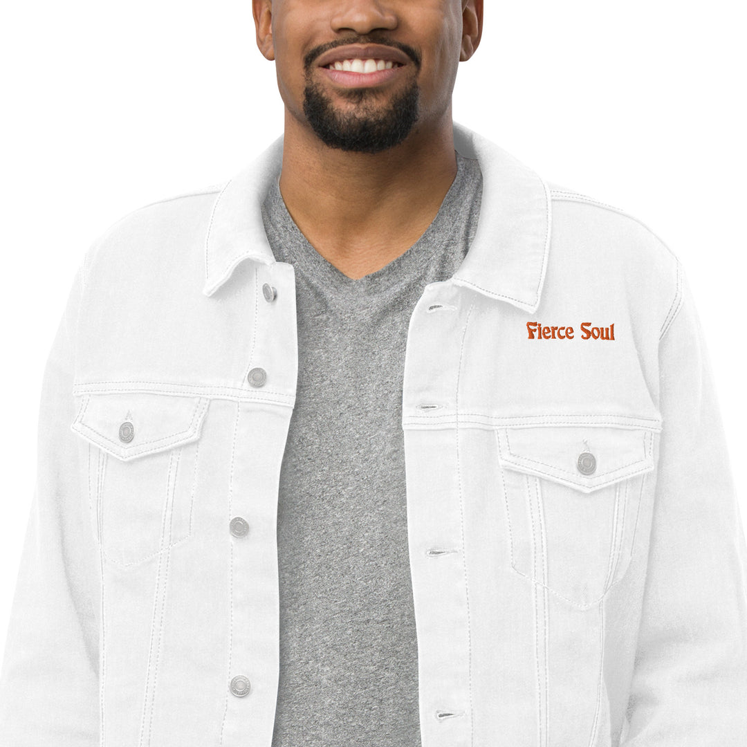 Embroidered Fierce Soul , Cactus Unisex denim jacket