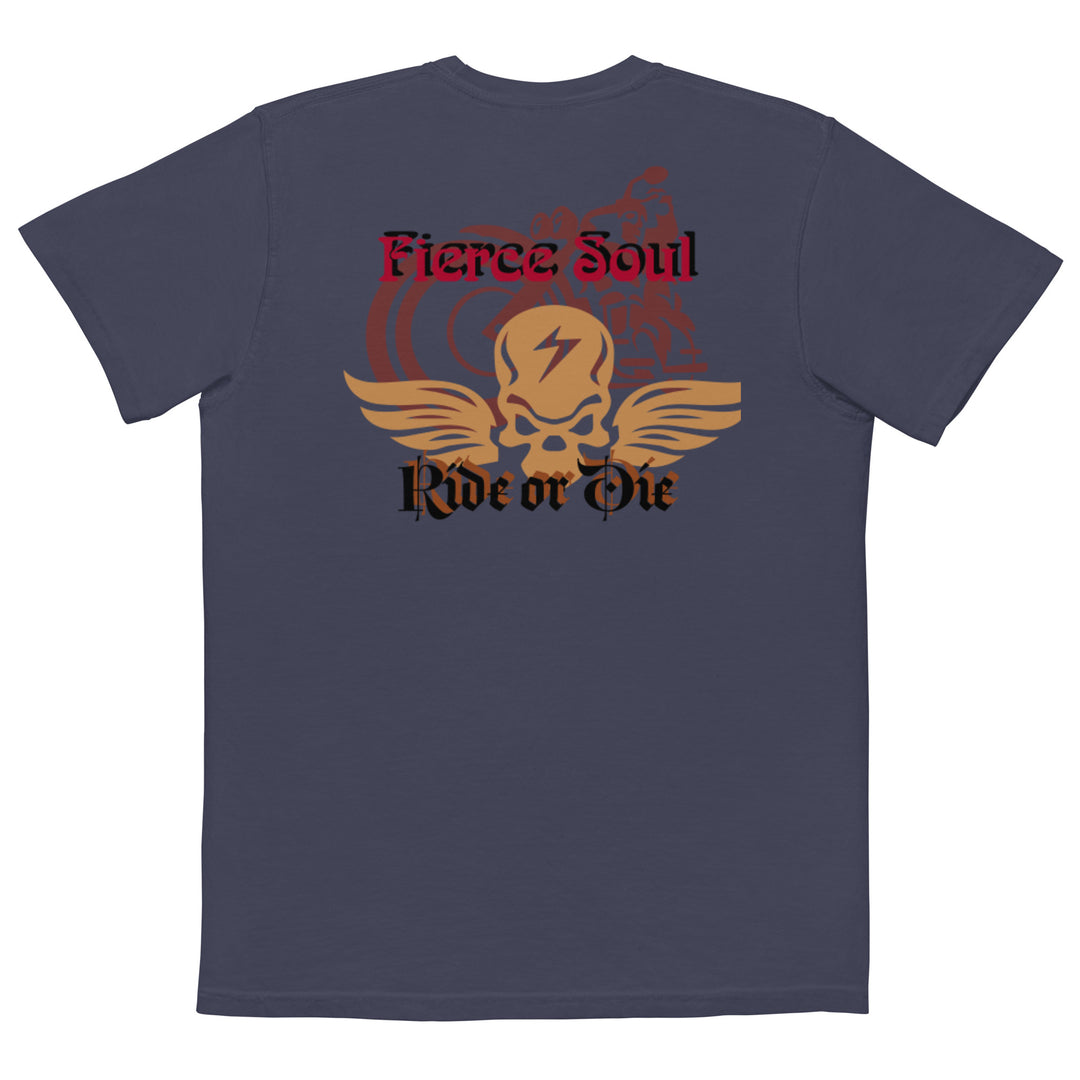 Ride or Die, Fierce Soul Unisex garment-dyed pocket t-shirt